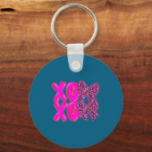 Leopard Xoxo Coquette Bow Hearts Valentine's Day W Sleutelhanger (Voorkant)