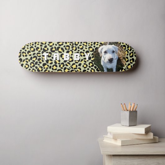 Leopard Yellow Black Dog Foto gepersonaliseerd Persoonlijk Skateboard (Muurkunst (Horizontaal))