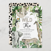 Leopard Young Wild en Three Safari Birthday Kaart (Voorkant / Achterkant)