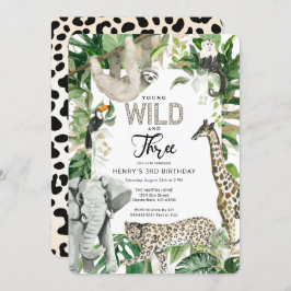 Leopard Young Wild en Three Safari Birthday Kaart