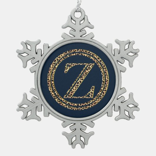 Leopard Z Tin Sneeuwvlok Ornament (Voorkant)