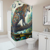 Leopard Zeal: Levendige Oerwouden Douchegordijn (In situ)