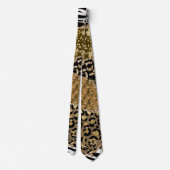 Leopard Zebra Animal Pattern Gold Glitter Stropdas (Achterkant)