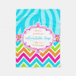 Leopard Zebra Chevron Birthday Fleece Deken