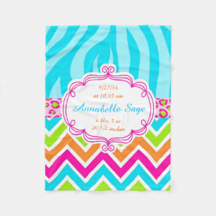 Leopard Zebra Chevron Birthday Fleece Deken