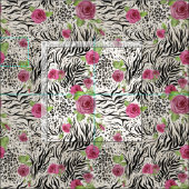 Leopard-Zebra en Rozen Patroon Stof (Delen)
