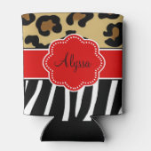 Leopard Zebra gepersonaliseerd Blikjeskoeler (Achterkant)