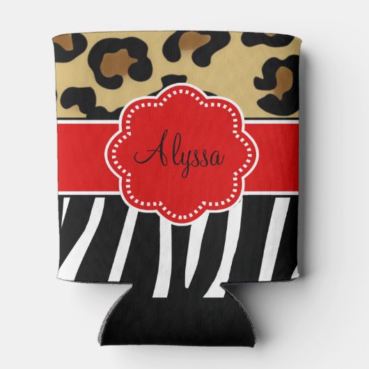 Leopard Zebra gepersonaliseerd Blikjeskoeler (Achterkant)