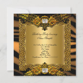 Leopard Zebra Gold Black Lace Diamond Birthday Kaart (Achterkant)