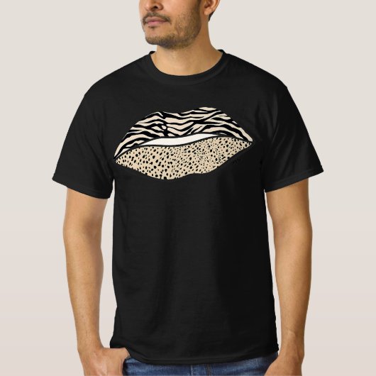 leopard zebra lips kiss | cadeau voor dierlijke af t-shirt (Voorkant)