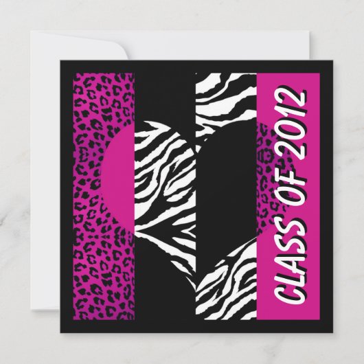 Leopard Zebra Print Hot Pink Graduparty Kaart (Voorkant)