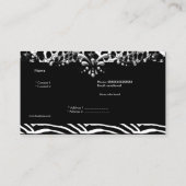 Leopard Zebra Silver Black White Stripe 2 Visitekaartje (Achterkant)
