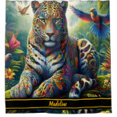 Leopard Zen: Oerwoud-omgeving Douchegordijn (Voorkant)