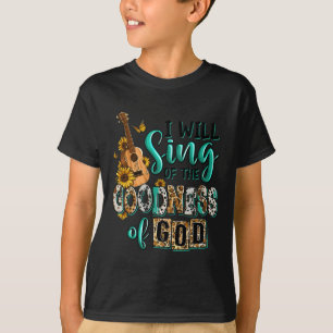 Leopard zonnebloem Christelijk Ik zal zingen van G T-shirt