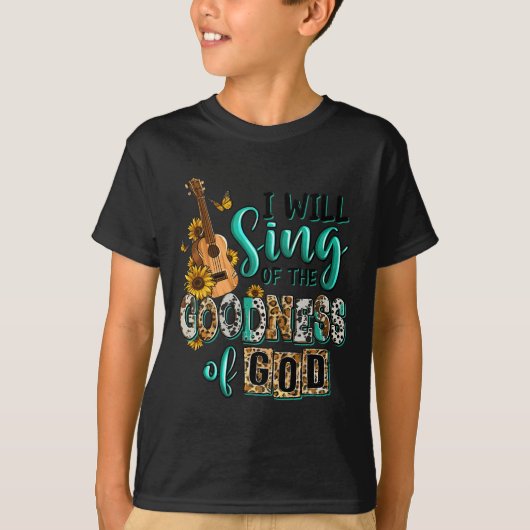 Leopard zonnebloem Christelijk Ik zal zingen van G T-shirt (Voorkant)