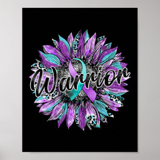 Leopard zonnebloem krijger Blauwgroen en Paarse ze Poster