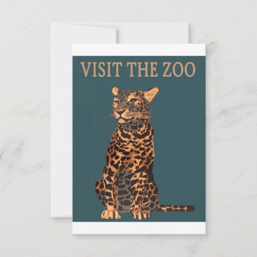 Leopard Zoo Illustration Vintage Save The Date (Voorkant)