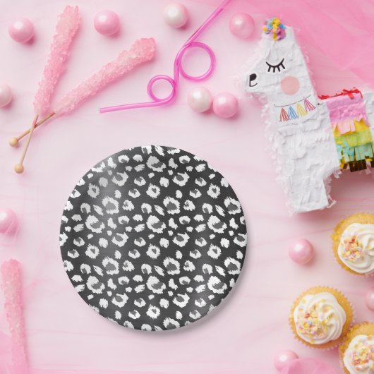 Leopard Zwart Dier Print Patroon Partij Papieren Bordje (Feest)