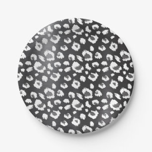 Leopard Zwart Dier Print Patroon Partij Papieren Bordje