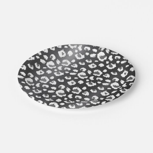 Leopard Zwart Dier Print Patroon Partij Papieren Bordje (Gekanteld)