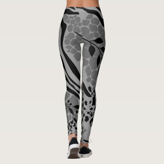 Leopard zwart en grijs leggings (Achterkant)