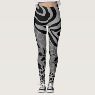 Leopard zwart en grijs leggings