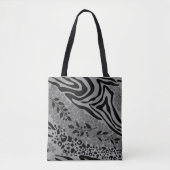 Leopard zwart en grijs tote bag (Voorkant)