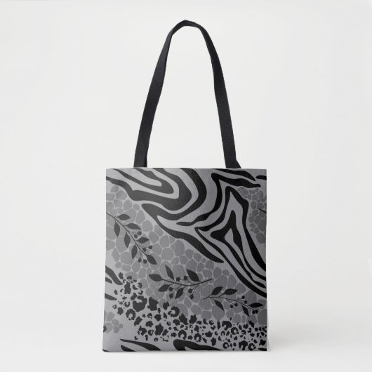 Leopard zwart en grijs tote bag (Voorkant)
