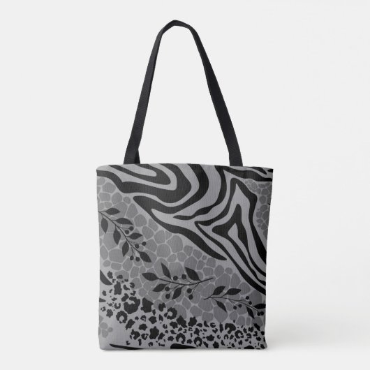 Leopard zwart en grijs tote bag (Achterkant)