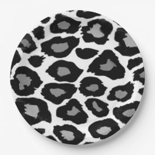 Leopard- zwart en wit papieren bordje