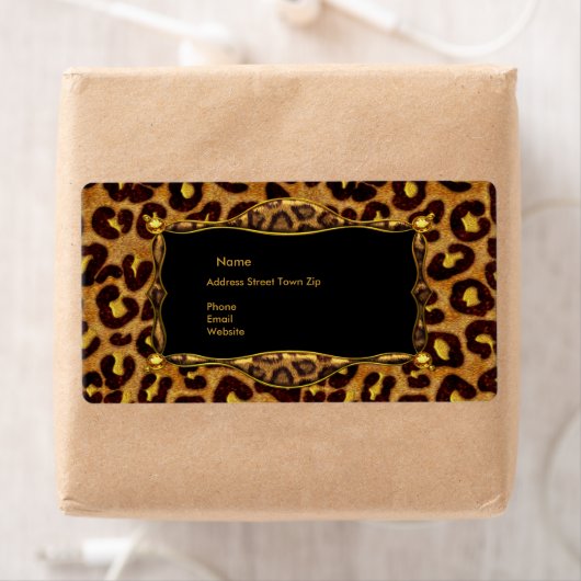 Leopard Zwart Goud Label Adres (Insitu)