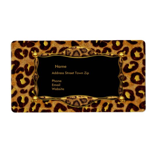Leopard Zwart Goud Label Adres (Voorkant)