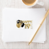 Leopard zwart gouden ballonnen 19e verjaardag etiket (Insitu)