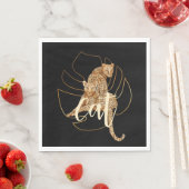Leopard zwart papier servet (Insitu)