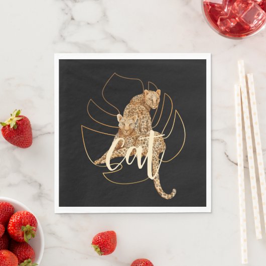 Leopard zwart papier servet (Insitu)