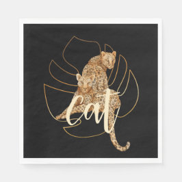 Leopard zwart papier servet