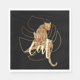 Leopard zwart papier servet