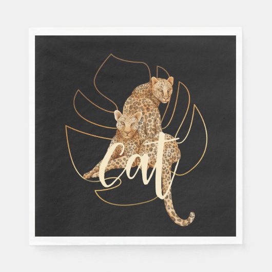 Leopard zwart papier servet (Voorkant)
