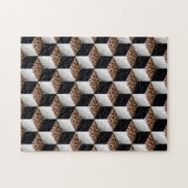 Leopard Zwart Wit Gekleurde 3D Look Cubes Legpuzzel (Horizontaal)