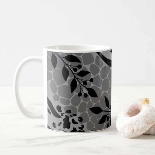 Leopard zwart-wit koffiemok (Met donut)