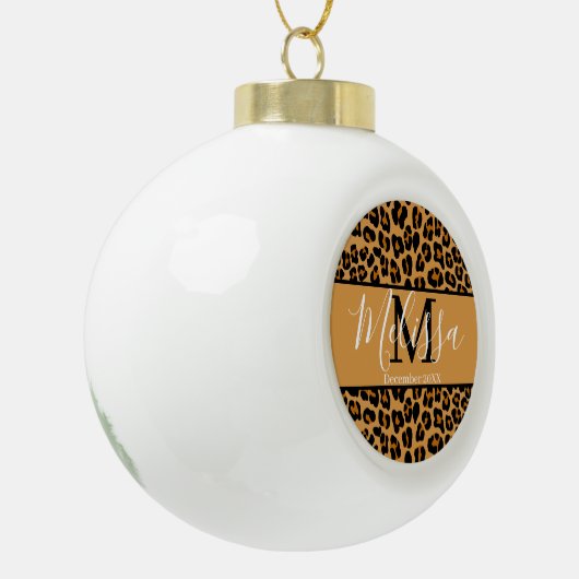 Leopardafdruk Keramische Bal Ornament (Links)