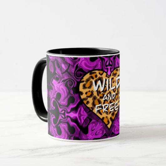 Leopardafdruk | wild en vrij hart | Liefde Mok (Voorkant links)