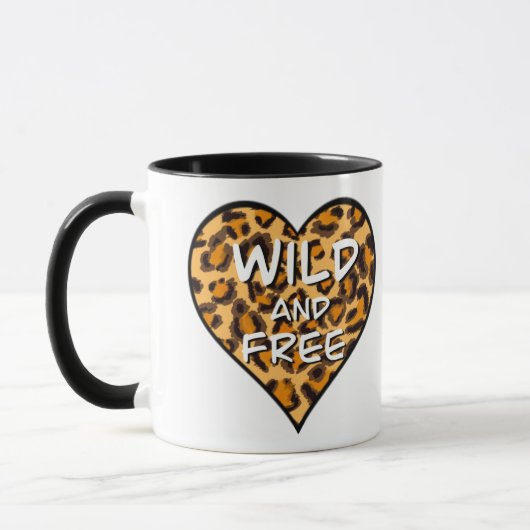 Leopardafdruk | wild en vrij hart | Love T-Shirt Mok (Links)