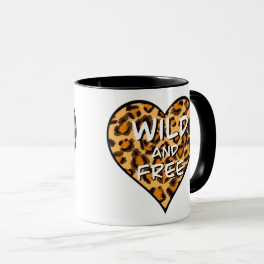Leopardafdruk | wild en vrij hart | Love T-Shirt Mok (Voorkant rechts)
