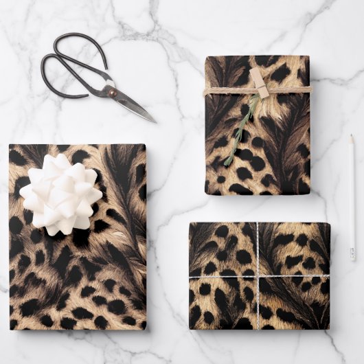 Leoparden Geschenkpapier Set Inpakpapier Vel (Voorkant)