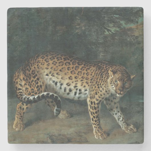 Leopardess (door Jean-Baptiste Oudry) Stenen Onderzetter (Voorkant)