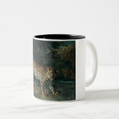 Leopardess (door Jean-Baptiste Oudry) Tweekleurige Koffiemok (Voorkant rechts)