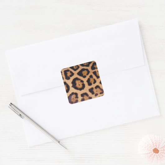 Leopardhuid Vierkante Sticker (Envelop)