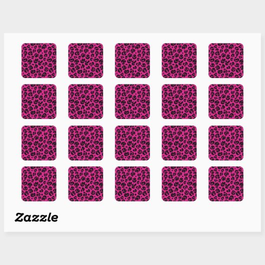 leopardpatternhotroze.png vierkante sticker (Vel)