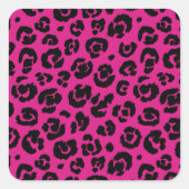 leopardpatternhotroze.png vierkante sticker (Voorkant)